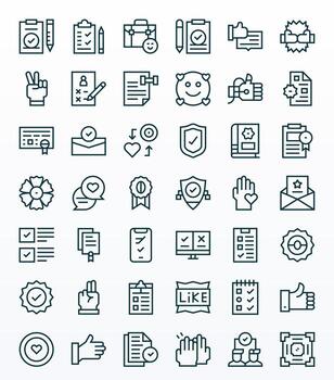 42 128x128 Regular Line Icons optimized for Approval Pixel Optimized display vector