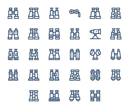Spotting Scope Modern Collection with 28 Bold Line High Resolution Grid Fitted Icons vector