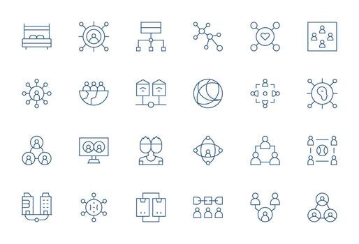 24 Thin Line Pixel Aligned Designs for Shared High Resolution Icons vector