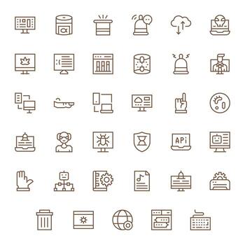 35 Regular Line Icons from Software in High Resolution Pixel Aligned Quality vector