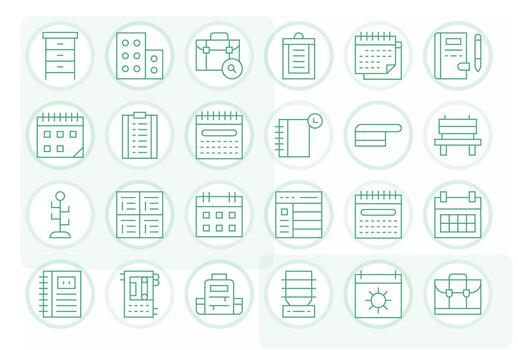 24 High Resolution Thin Line Pixel Aligned Icons for Organizer Projects vector