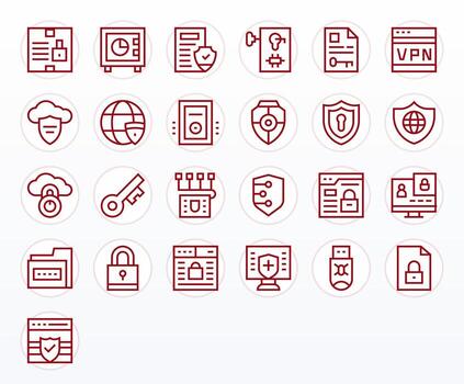 25 Encryption PIXEL Perfect Icons in High Resolution Regular Line Aesthetic vector