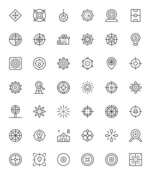42 detalle mejorado íconos temática alrededor centrar en 256x256 regular línea formato vector