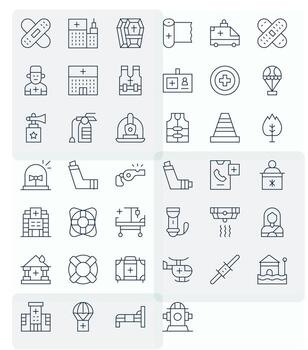 40 256x256 Thin Line Icons for Emergency with Editable precision vector