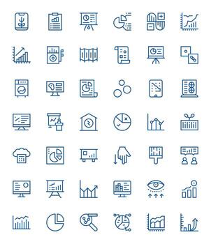 42 Regular Line Pixel Optimized Designs for Statistics High Resolution Icons vector