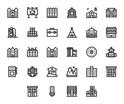 Housing Icon Repository containing 28 Bold Line High Resolution PIXEL Perfect graphics vector