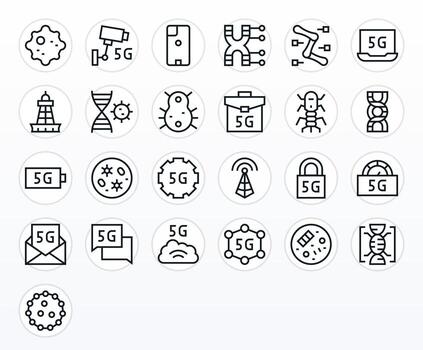 25 regular línea editable vectores para celular tema