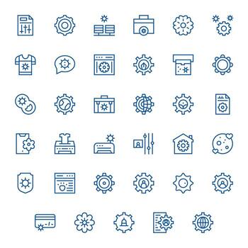35 Regular Line Pixel Optimized High Resolution Icons from Customization Suite vector