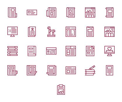 25 Icons for Article optimized in Display Perfect Retina Ready Regular Line resolution vector