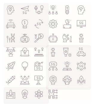 40 Thin Line Pixel Aligned Icons crafted for Innovation 64x64 applications vector