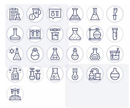 Beaker featuring 25 High Resolution Icons in Regular Line Design vector