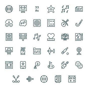35 Regular Line Pixel Optimized Icons crafted for Score 256x256 applications vector