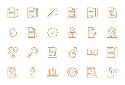 Correct Icon Set with 24 Thin Line Retina Ready Pixel Optimized Graphics vector