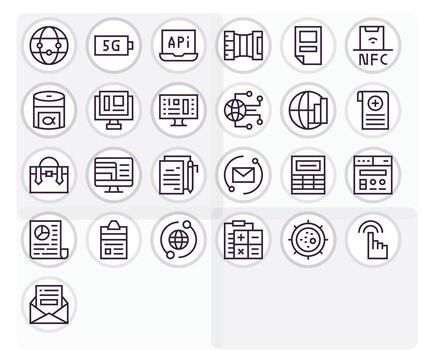 datos editable conjunto con 25 256x256 regular línea íconos vector