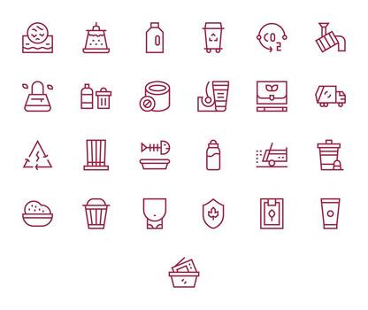 Recycling Complete Package with 25 High Resolution Regular Line Display Perfect Icons vector