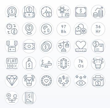 Thin Line PIXEL Perfect Icons from Value Set with 32 128x128 Icons vector