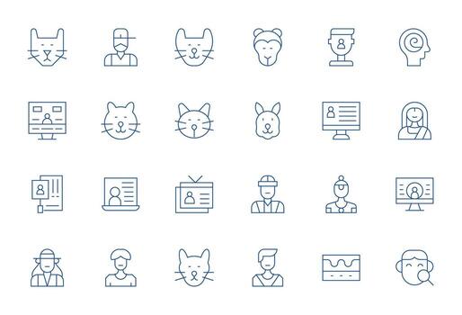 perfil ver icono caja de herramientas presentando 24 cuadrícula equipado 64 x 64 Delgado línea elementos vector