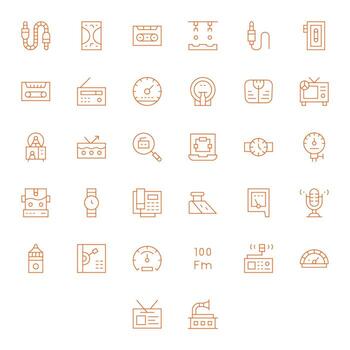 32 Retina Ready Icons for Analog in PIXEL Perfect Thin Line Format vector