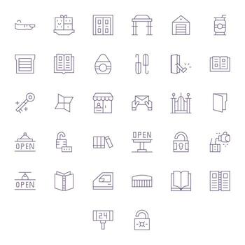 Open Design Icons featuring 32 PIXEL Perfect Thin Line Style vector