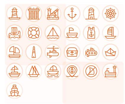 25 High Resolution Regular Line Icons optimized for Ship Editable display vector