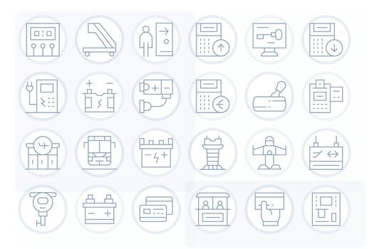 24 Detail Enhanced High Resolution Icons for Terminal in elegant Thin Line design vector