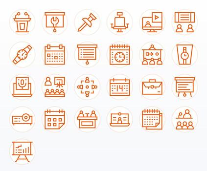 25 High Resolution Regular Line Icons optimized for Meeting Pixel Optimized display vector