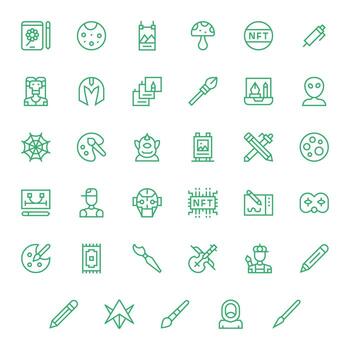 Digital Art Modern Collection with 35 Regular Line 256x256 Pixel Optimized Icons vector