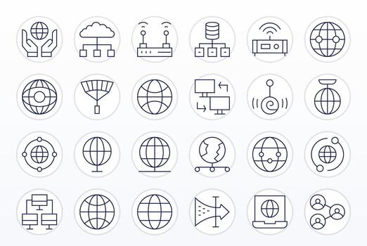 Network Connection Graphics Pack including 24 Thin Line 256x256 Pixel Optimized Icons vector