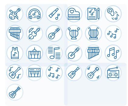 Tune Digital Pack containing 25 Pixel Optimized Regular Line Retina Ready Icons vector