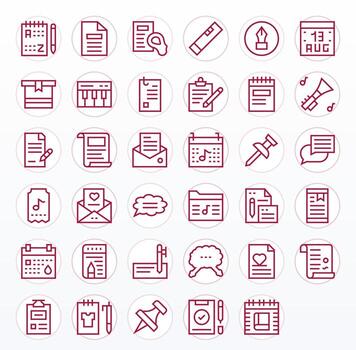 35 High Resolution Regular Line PIXEL Perfect Icons for Note Projects vector