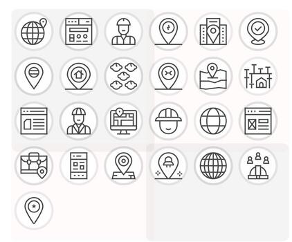 25 íconos inspirado por sitio en monitor Perfecto alto resolución regular línea calidad vector
