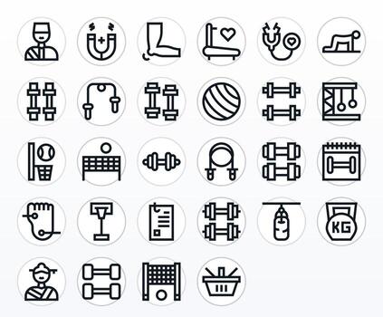 28 Icons for Physical optimized in PIXEL Perfect High Resolution Bold Line resolution vector