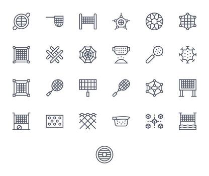 Mesh Digital Pack containing 25 Editable Regular Line High Resolution Icons vector