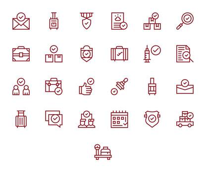 Checked 128x128 Icon Pack with 25 Regular Line Pixel Optimized Elements vector
