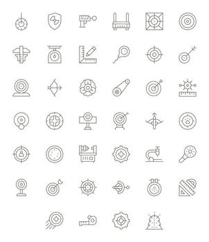 Precision Icon Library with 40 Thin Line 64x64 Pixel Optimized Designs vector