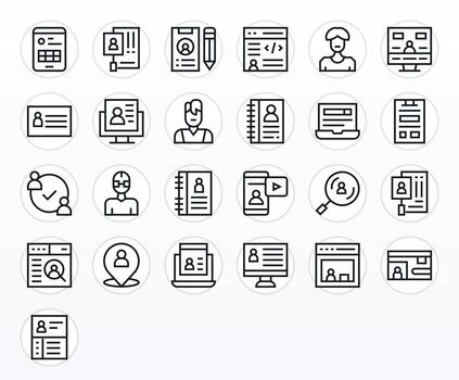 25 Icons for User Data optimized in Pixel Aligned Retina Ready Regular Line resolution vector