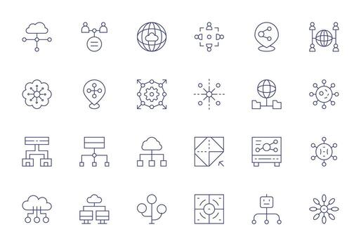 24 Thin Line Grid Fitted 64x64 Icons from Distributed Suite vector