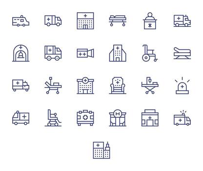 25 Regular Line Display Perfect Icons crafted for Ambulatory High Resolution applications vector