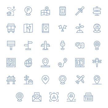 35 Regular Line Detail Enhanced Icons tailored for Route High Resolution interface vector
