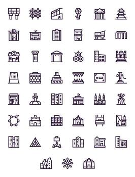 45 Icons inspired by Structure in PIXEL Perfect High Resolution Bold Line quality vector