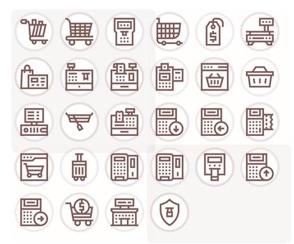 28 Icons for Checkout optimized in PIXEL Perfect High Resolution Bold Line resolution vector