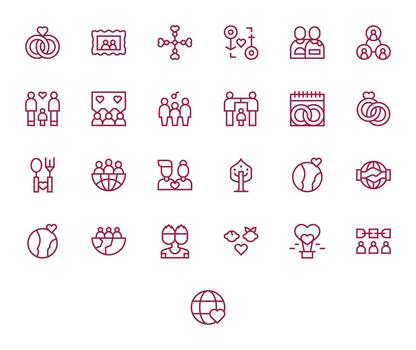 25 Regular Line Icons for Togetherness in crisp High Resolution Pixel Aligned resolution vector