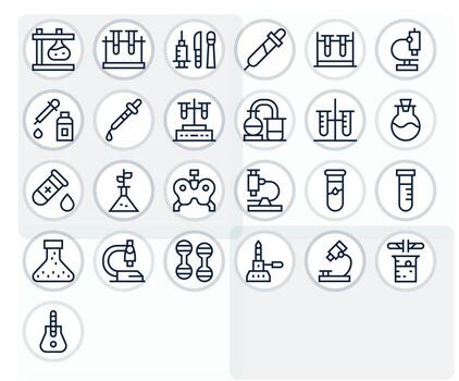 Lab Equipment Icon Toolkit featuring 25 Pixel Aligned 256x256 Regular Line elements vector