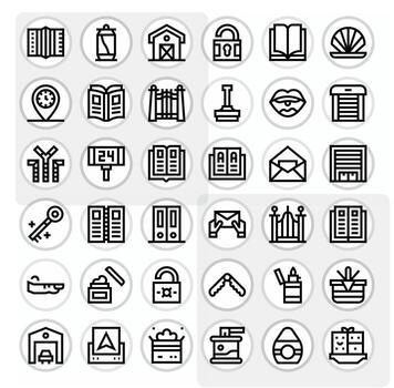 negrita línea píxel optimizado íconos desde abierto conjunto con 36 alto resolución íconos vector