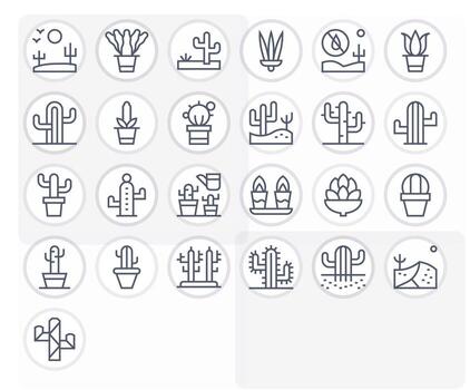25 Retina Ready Regular Line Icons optimized for Cactus Editable display vector