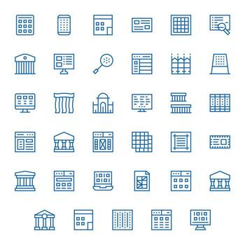 35 Regular Line Icons for Columns in crisp High Resolution Pixel Optimized resolution vector