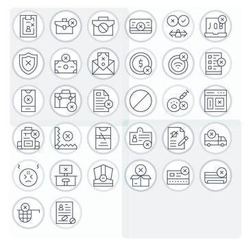 Denied Icon Repository containing 32 Thin Line High Resolution Pixel Optimized graphics vector