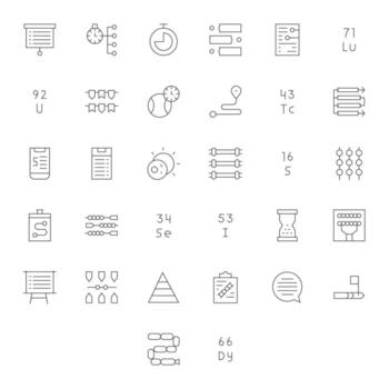 32 Thin Line Icons for Sequence in crisp 64x64 Pixel Aligned resolution vector