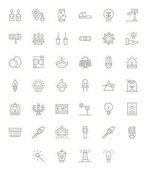 Light 128x128 Icon Pack with 40 Thin Line Pixel Optimized Elements vector