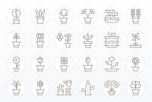 Potted Scalable Set featuring 24 Pixel Aligned Thin Line 256x256 Icons vector